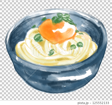 Delicious kamatama udon hand-drawn watercolor illustration Delicious kamatama udon hand-drawn watercolor illustration 125552133