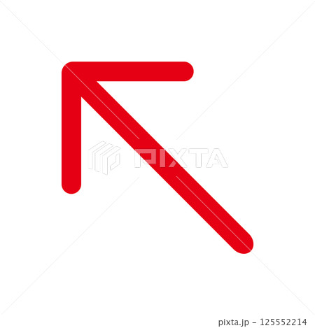 シンプルな赤い矢印　白背景 125552214