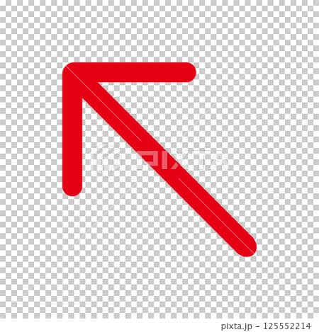 シンプルな赤い矢印　白背景 125552214
