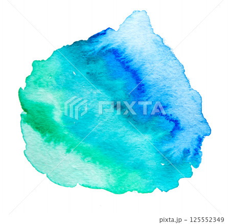 Hand Drawn Watercolor Brush Paint Blue and Green Gradient Spot Isolated on White Background Hand Drawn Watercolor Brush Paint Blue and Green Gradient Spot Isolated on White Background 125552349