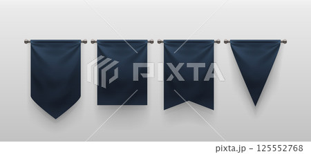 blue color realistic hanging banners in set 125552768