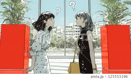 互いに相手の意見を十分に理解できないまま対話を続ける二人のビジネスウーマン