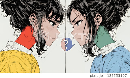 互いに相手の意見を十分に理解できないまま対話を続ける二人のビジネスウーマン