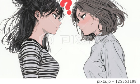 互いに相手の意見を十分に理解できないまま対話を続ける二人のビジネスウーマン