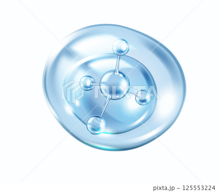 Blue collagen molecule floating in aqua bubbles illustration Blue collagen molecule floating in aqua bubbles illustration 125553224