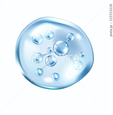 Microscopic collagen molecules in blue bubble illustration Microscopic collagen molecules in blue bubble illustration 125553226