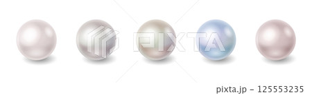 Set of five colorful pearls on white background Set of five colorful pearls on white background 125553235