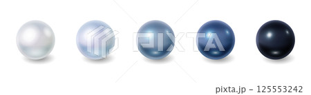 Realistic Illustration of Five Pearls in Gradient Shades 125553242