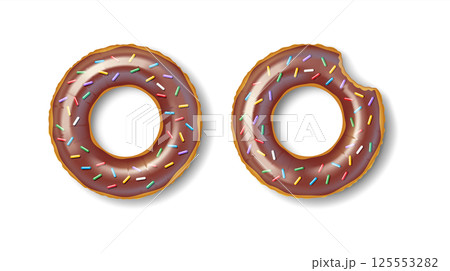 Two Chocolate Donuts with Colorful Sprinkles 125553282