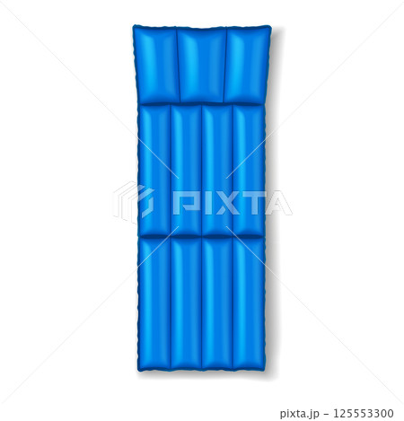 Blue Inflatable Pool Mattress on White Background 125553300