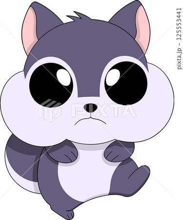 Cute Cartoon Squirrel with Big Eyes Looking Sad Cute Cartoon Squirrel with Big Eyes Looking Sad 125553441