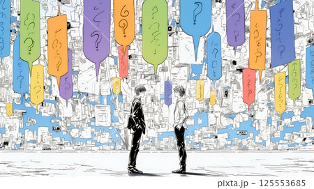 互いに相手の意見を十分に理解できないまま対話を続ける二人のビジネスマン