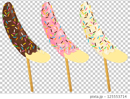 チョコバナナのイラストセット ベクター素材 125553714