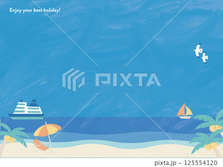夏の海の昼間A　横背景　A4サイズ 125554120