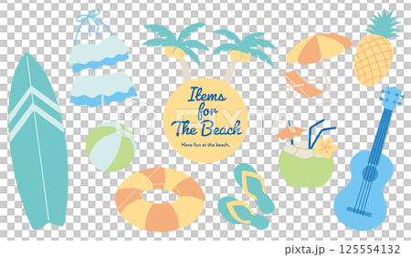 海灘物品向量插圖集 125554132