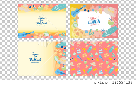 Beach item horizontal background set A4 size 125554133
