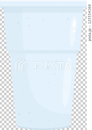 Tall cup with transparent walls holding a clear liquid. Tall cup with transparent walls holding a clear liquid. 125554169