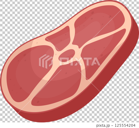 Piece of cartoon style red meat against a black background. Piece of cartoon style red meat against a black background. 125554204