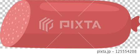 Cartoon sliced Sausage with tiny white circle inclusions 125554208