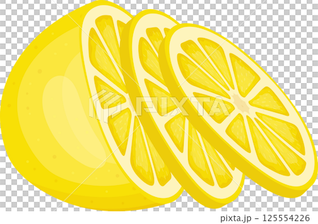 Bright yellow lemon slices, perfect for summer refreshment 125554226