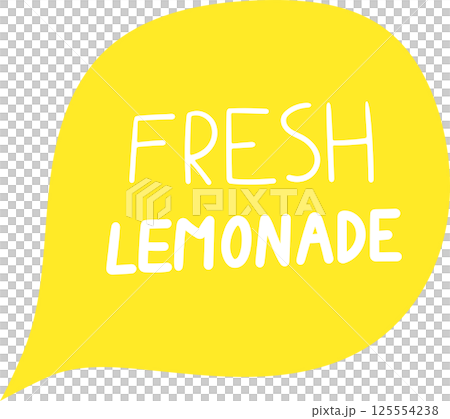 Bright yellow speech bubble promotes fresh lemonade. Summer treat 125554238