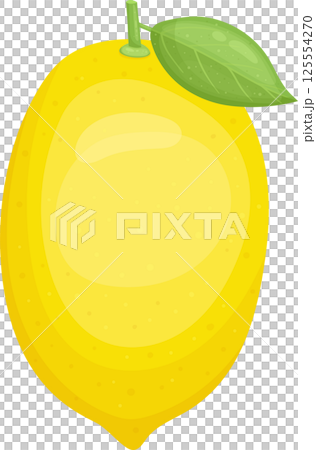 Vibrant yellow lemon with a green leaf, refreshing citrus fruit 125554270