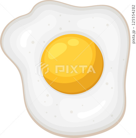 Fried egg with a vibrant yellow yolk on a white background. Fried egg with a vibrant yellow yolk on a white background. 125554282