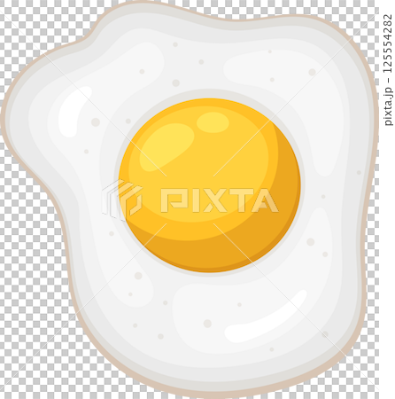 Fried egg with a vibrant yellow yolk on a white background. Fried egg with a vibrant yellow yolk on a white background. 125554282