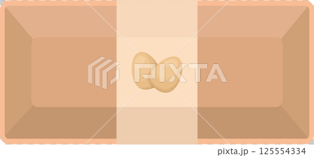 Brown egg container with two eggs in the middle of the carton 125554334