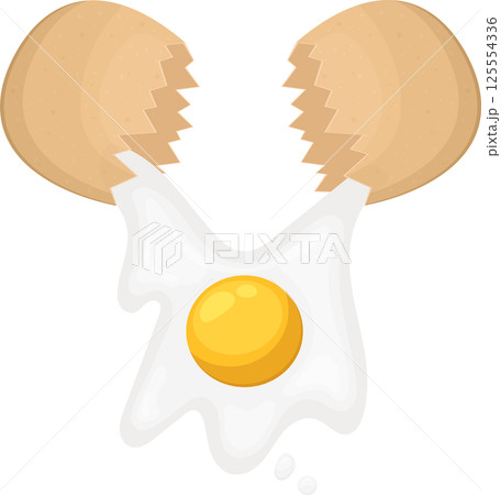 Cracked Egg with Yolk and Egg White Dripping Downwards Cracked Egg with Yolk and Egg White Dripping Downwards 125554336