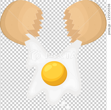 Cracked Egg with Yolk and Egg White Dripping Downwards Cracked Egg with Yolk and Egg White Dripping Downwards 125554336