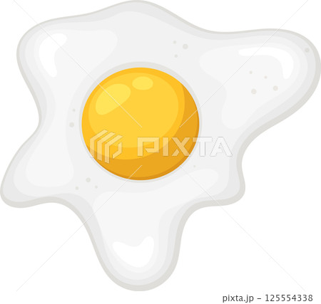 Sunny Side Up Egg Breakfast Food Illustration Cartoon Style 125554338