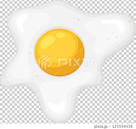 Sunny Side Up Egg Breakfast Food Illustration Cartoon Style 125554338