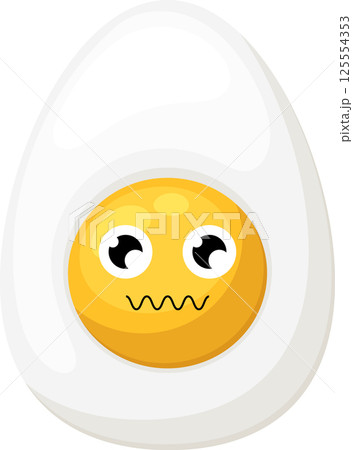Cartoon egg with worried expression on yellow yolk face. 125554353