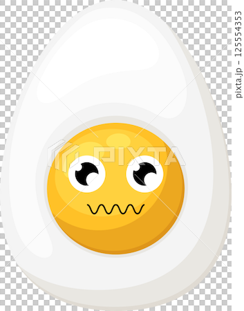 Cartoon egg with worried expression on yellow yolk face. 125554353