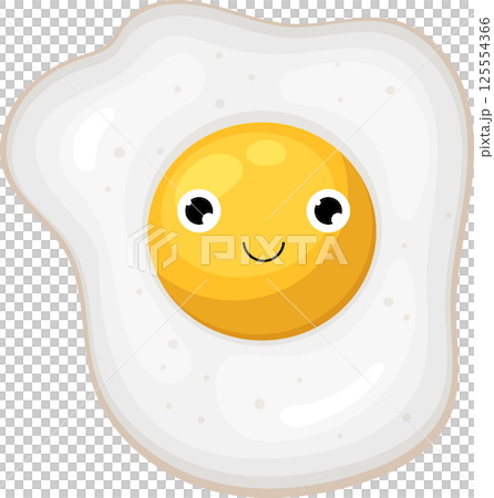 Happy Fried Egg with a Smiling Face Cartoon Breakfast Food Item Happy Fried Egg with a Smiling Face Cartoon Breakfast Food Item 125554366