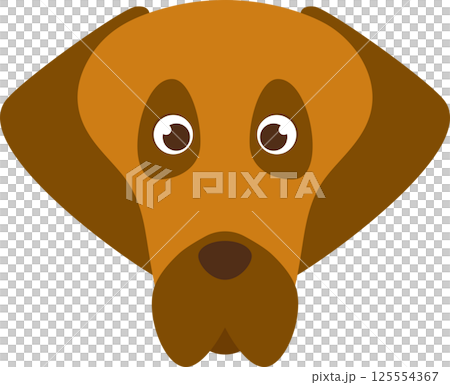 Cartoon dog face with simple geometric shapes and bold colors 125554367