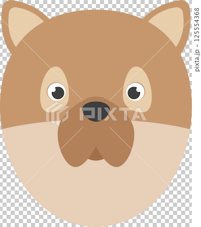 Cartoon illustration of a round, light brown dog face. Cartoon illustration of a round, light brown dog face. 125554368