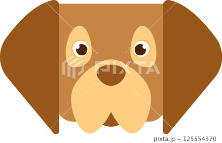 Cartoon illustration of a dog with floppy ears and a big nose. 125554370