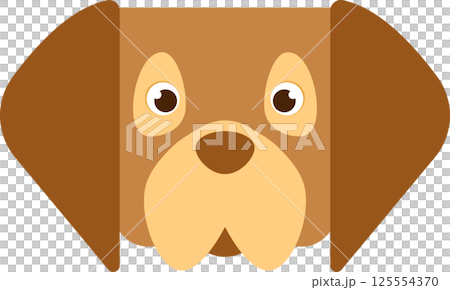 Cartoon illustration of a dog with floppy ears and a big nose. 125554370