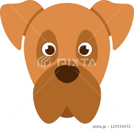 Cartoon dog face with big eyes and brown fur. 125554372