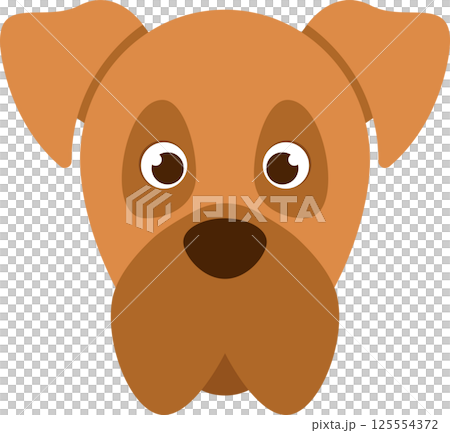 Cartoon dog face with big eyes and brown fur. 125554372