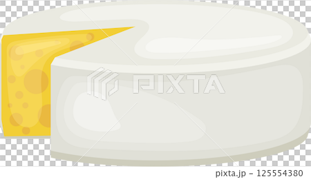 Round Cheese with Slice Removed 125554380