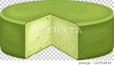 Slice removed from a green dessert, pastry, or confection. Slice removed from a green dessert, pastry, or confection. 125554419
