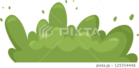 Cartoonish green bush with cartoon leaves isolated on black Cartoonish green bush with cartoon leaves isolated on black 125554448