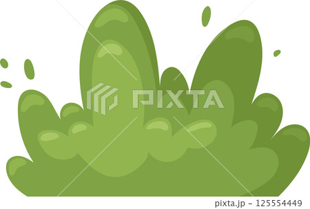 Cartoon-style green shrub with smooth, rounded, cartoonish leaves Cartoon-style green shrub with smooth, rounded, cartoonish leaves 125554449