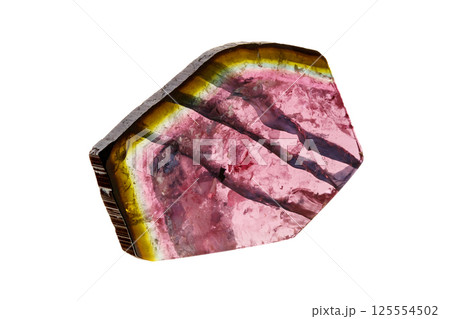 Tourmaline mineral stone on white background 125554502