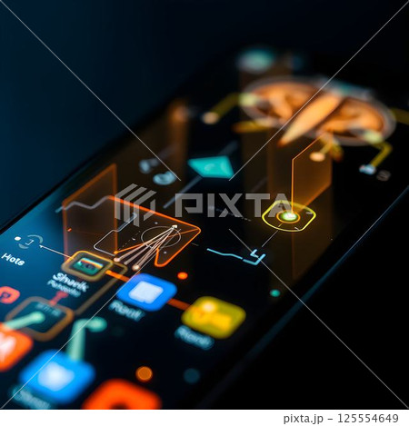 Futuristic Smartphone Technology with Holographic Interface 125554649