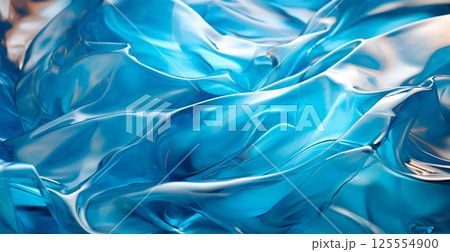 Close-up of the image on a plastic transparent cellophane bag. Texture plastic surface wrinkled - AI generated image 125554900