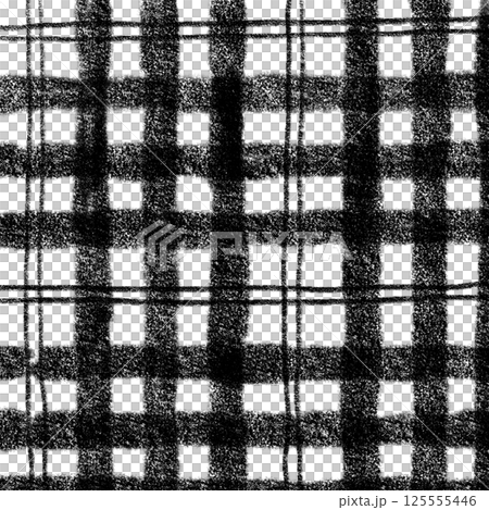 Black Plaid Tartan Gingham Check Hand Drawn Background Pattern Overlay 125555446